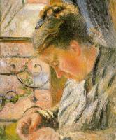 Pissarro, Camille - Portrait of Madame Pissarro Sewing near a Window